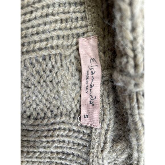 Elsamanda Italy Sweater Open Cardigan Small Brown Loose Cable Knit Soft Long - Picture 5 of 10